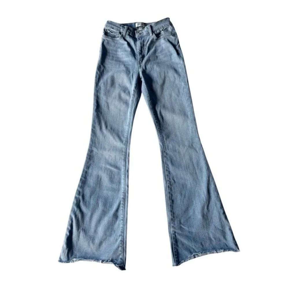 FRAME Le Easy High Waist Raw Hem Flare Jeans Wone's Sz 27 Wilson Raw After Wash